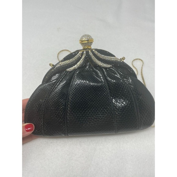 Vintage‎ Finesse La Model Python Snakeskin Jeweled Convertible Clutch Purse RARE - Picture 11 of 16